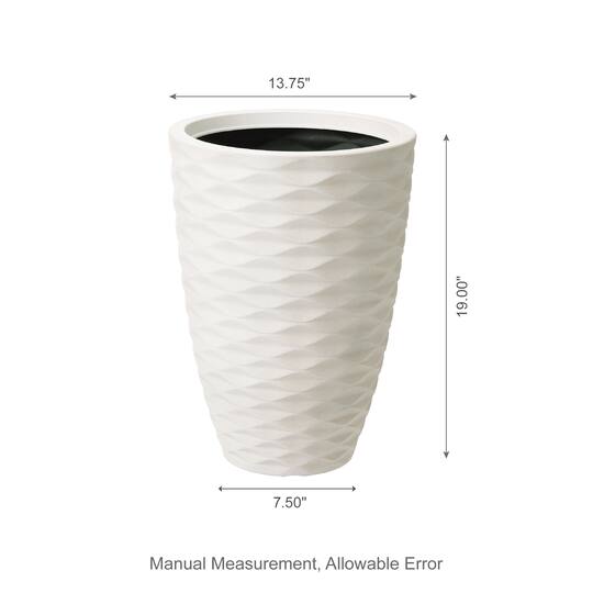 Glitzhome® 19" Eco-Friendly Oversized Tall Round Diamond Planters